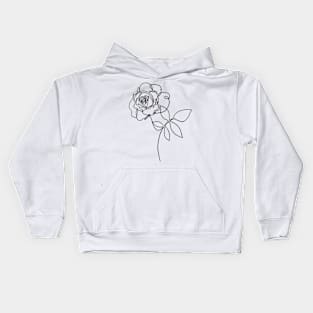 Rose floral plant one line art Kids Hoodie